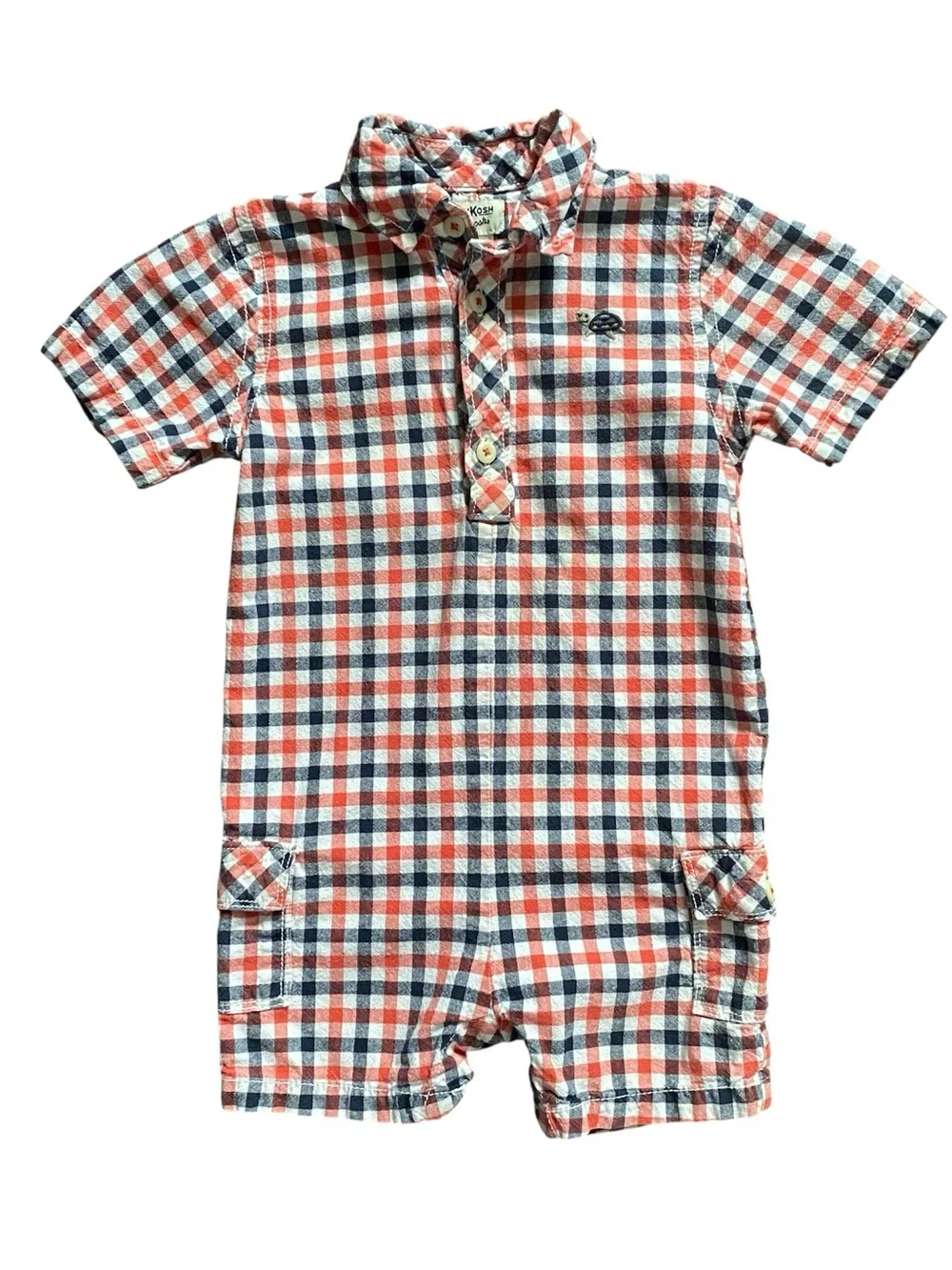 OshKosh B’gosh One-Piece Romper Outfit Baby 24 Mo. Red White & Black Check Plaid